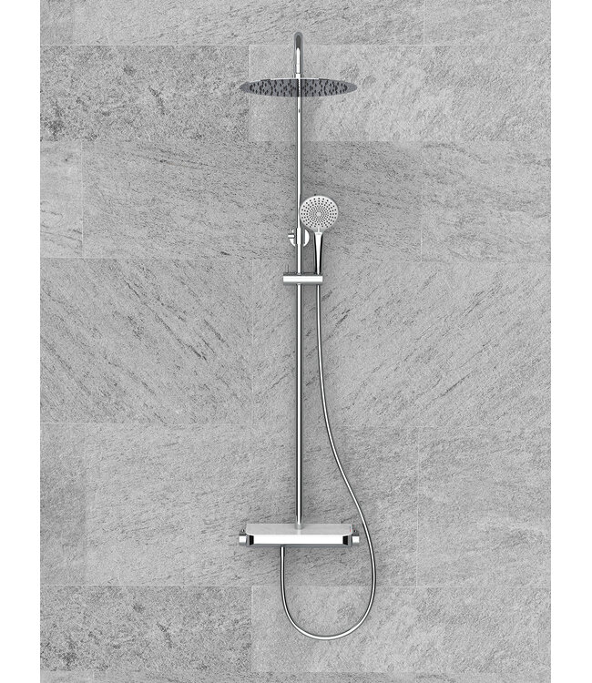Opbouw Regendouche Tondell Chroom met planchet - Regendouche 30cm - 29.2951