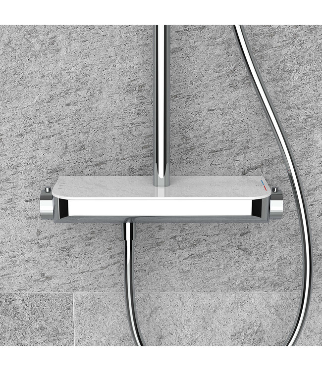 Opbouw Regendouche Tondell Chroom met planchet - Regendouche 30cm - 29.2951