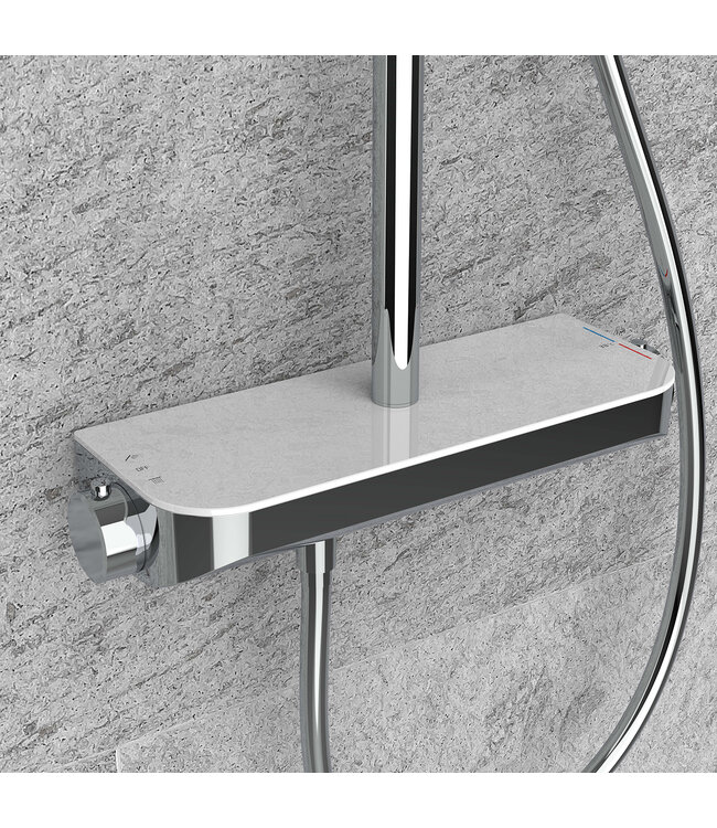 Opbouw Regendouche Tondell Chroom met planchet - Regendouche 30cm - 29.2951