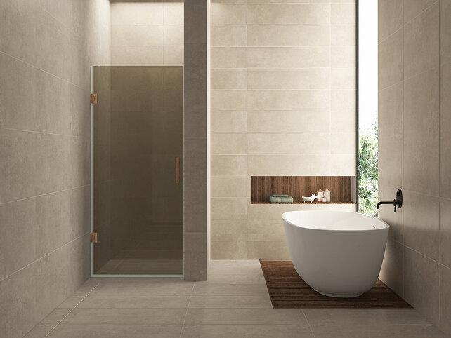 Douchedeur Profielloos 90cm vintage brons glas/Geborsteld Brons Koper⎢Wiesbaden Less nisdeur 8 mm nano - 20.3100