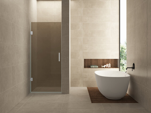 Douchedeur Profielloos 90cm vintage brons glas/Geborsteld Staal⎢Wiesbaden Less nisdeur 8 mm nano - 20.3295