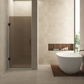 Douchedeur Profielloos 90cm vintage brons glas/Mat Zwart⎢Wiesbaden Less nisdeur 8 mm nano - 20.3296