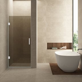 Douchedeur Profielloos 90cm vintage brons glas/Mat Wit⎢Wiesbaden Less nisdeur 8 mm nano - 20.3297