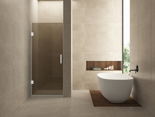 Douchedeur Profielloos 70cm vintage brons glas/Mat Wit⎢Wiesbaden Less nisdeur 8 mm nano - 20.3283