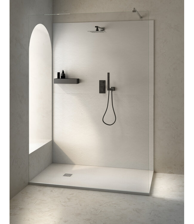 Douchevloer Medison Wit 120x80cm Composietsteen Douchevloer antislip ultra flat Veroni 3cm composietsteen