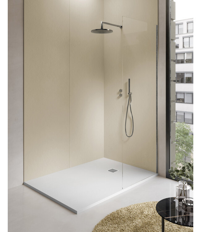 Douchevloer Medison Wit 120x80cm Composietsteen Douchevloer antislip ultra flat Veroni 3cm composietsteen