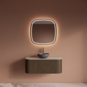 Wastafelmeubel Gliss Alluro 100cm Ash Grey Ribbel motief met Curve incl. topblad