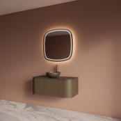 Wastafelmeubel Gliss Alluro 100cm Ash Grey Ribbel motief met Curve incl. topblad