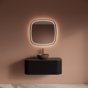 Wastafelmeubel Gliss Alluro 100cm Mat Zwart Ribbel motief met Curve incl. topblad