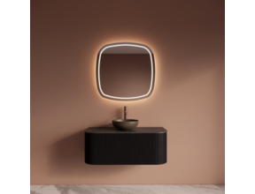 Wastafelmeubel Gliss Alluro 100cm Mat Zwart Ribbel motief met Curve incl. topblad