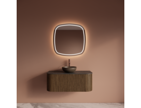 Wastafelmeubel Gliss Alluro 100cm Castle Brown Ribbel motief met Curve incl. topblad