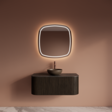 Wastafelmeubel Gliss Alluro 100cm Charcoal Ribbel motief met Curve incl. topblad