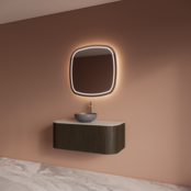 Wastafelmeubel Gliss Alluro 100cm Charcoal Ribbel motief met Curve incl. topblad