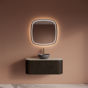 Wastafelmeubel Gliss Alluro 100cm Charcoal Ribbel motief met Curve incl. topblad