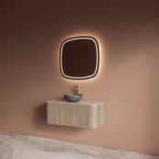 Wastafelmeubel Gliss Alluro 100cm Corn Silk Ribbel motief met Curve incl. topblad