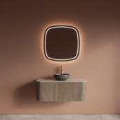 Wastafelmeubel Gliss Alluro 100cm Corn Silk Ribbel motief met Curve incl. topblad