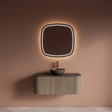 Wastafelmeubel Gliss Alluro 100cm Corn Silk Ribbel motief met Curve incl. topblad