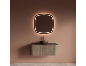 Wastafelmeubel Gliss Alluro 100cm Corn Silk Ribbel motief met Curve incl. topblad