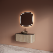 Wastafelmeubel Gliss Alluro 100cm Corn Silk Ribbel motief met Curve incl. topblad