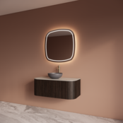 Wastafelmeubel Gliss Alluro 100cm Ebony Ribbel motief met Curve incl. topblad