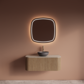 Wastafelmeubel Gliss Alluro 100cm Mist Ribbel motief met Curve incl. topblad