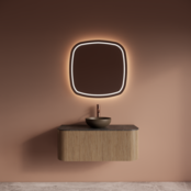 Wastafelmeubel Gliss Alluro 100cm Mist Ribbel motief met Curve incl. topblad