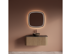 Wastafelmeubel Gliss Alluro 100cm Mist Ribbel motief met Curve incl. topblad