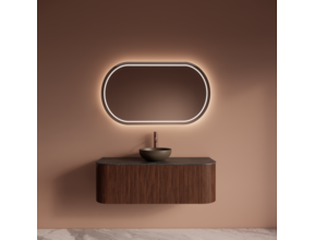 Wastafelmeubel Gliss Alluro 120cm Walnoot Ribbel motief met Curve incl. topblad