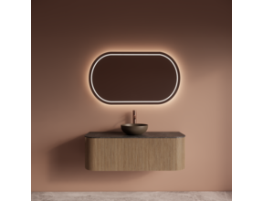 Wastafelmeubel Gliss Alluro 120cm Mist Ribbel motief met Curve incl. topblad