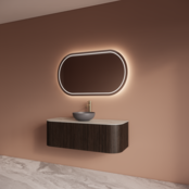 Wastafelmeubel Gliss Alluro 120cm Ebony Ribbel motief met Curve incl. topblad