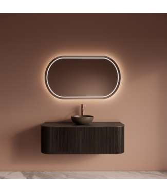 GLISS DESIGN Wastafelmeubel Gliss Alluro 120cm Ebony Ribbel motief met Curve incl. topblad