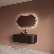 Wastafelmeubel Gliss Alluro 120cm Ebony Ribbel motief met Curve incl. topblad