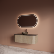 Wastafelmeubel Gliss Alluro 120cm Corn Silk Ribbel motief met Curve incl. topblad