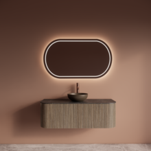 Wastafelmeubel Gliss Alluro 120cm Corn Silk Ribbel motief met Curve incl. topblad