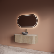 Wastafelmeubel Gliss Alluro 120cm Corn Silk Ribbel motief met Curve incl. topblad