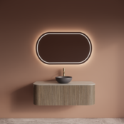 Wastafelmeubel Gliss Alluro 120cm Corn Silk Ribbel motief met Curve incl. topblad