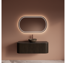 Wastafelmeubel Gliss Alluro 120cm Charcoal Ribbel motief met Curve incl. topblad