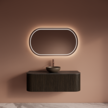 Wastafelmeubel Gliss Alluro 120cm Charcoal Ribbel motief met Curve incl. topblad