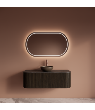 GLISS DESIGN Wastafelmeubel Gliss Alluro 120cm Charcoal Ribbel motief met Curve incl. topblad