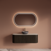 Wastafelmeubel Gliss Alluro 120cm Charcoal Ribbel motief met Curve incl. topblad