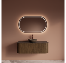 Wastafelmeubel Gliss Alluro 120cm Catle Brown Ribbel motief met Curve incl. topblad