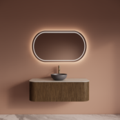 Wastafelmeubel Gliss Alluro 120cm Catle Brown Ribbel motief met Curve incl. topblad