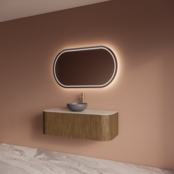 Wastafelmeubel Gliss Alluro 120cm Catle Brown Ribbel motief met Curve incl. topblad