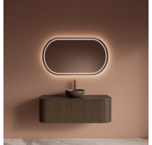 Wastafelmeubel Gliss Alluro 120cm Ash Grey Ribbel motief met Curve incl. topblad