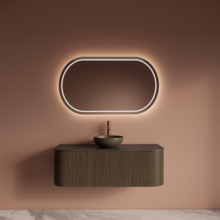 Wastafelmeubel Gliss Alluro 120cm Ash Grey Ribbel motief met Curve incl. topblad