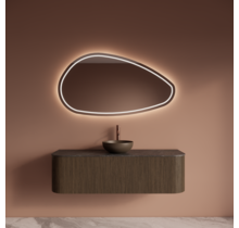 Wastafelmeubel Gliss Alluro 140cm Ash Grey Ribbel motief met Curve incl. topblad