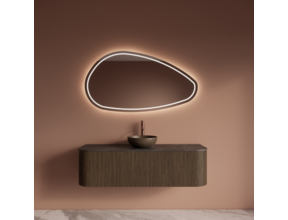 Wastafelmeubel Gliss Alluro 140cm Ash Grey Ribbel motief met Curve incl. topblad