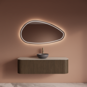 Wastafelmeubel Gliss Alluro 140cm Ash Grey Ribbel motief met Curve incl. topblad