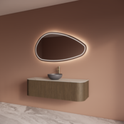 Wastafelmeubel Gliss Alluro 140cm Ash Grey Ribbel motief met Curve incl. topblad