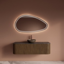 Wastafelmeubel Gliss Alluro 140cm Castle Brown Ribbel motief met Curve incl. topblad